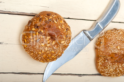 organic bread over rustic table