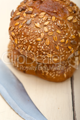 organic bread over rustic table