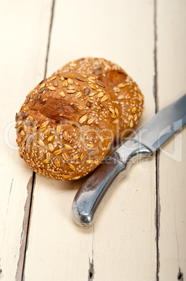 organic bread over rustic table