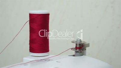 Winding Up a Sewing Bobbin With Thread