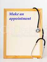 Shield with stethoscope, make an appointment