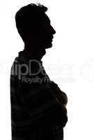 Silhouette of adult man in profile