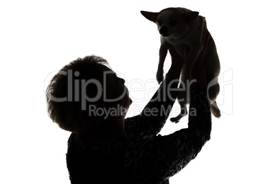 Silhouette of a woman with the dog