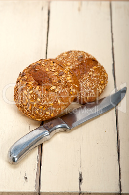 organic bread over rustic table