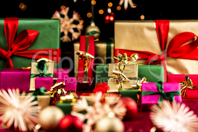 Plenty of Xmas Gifts in Red, Gold and Green