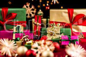 Plenty of Xmas Gifts in Red, Gold and Green