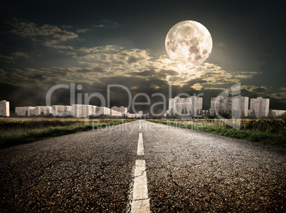 Highway to district under the moon