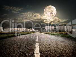 Highway to district under the moon