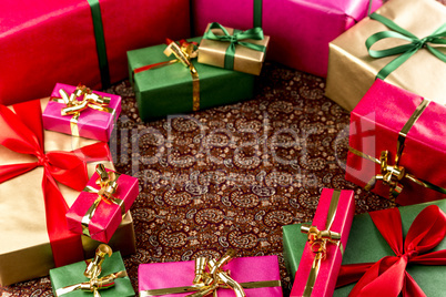 Circular Arrangement of Wrapped Gifts.