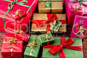 Wrapped Gifts Assorted by Color.