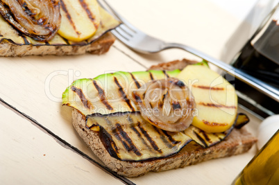 grilled vegetables on bread