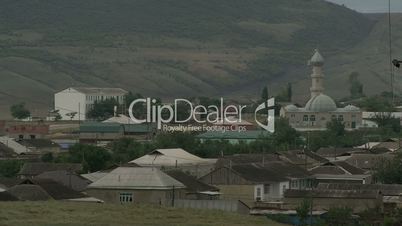 mosque and village in the mountainous region of Dagestan