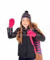 Young girl waiving good by.