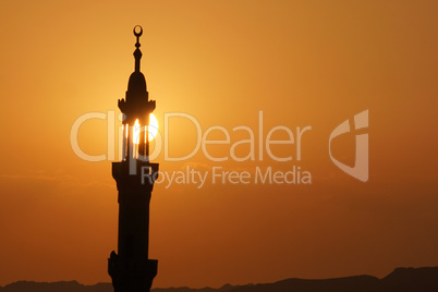 mosque in egypt at sunset