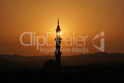 mosque in egypt at sunset