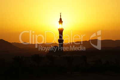 mosque in egypt at sunset