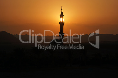 mosque in egypt at sunset