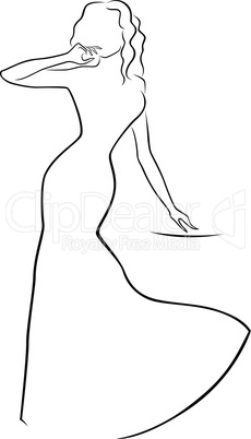 Abstract woman contour in a long dress