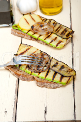 grilled vegetables on bread