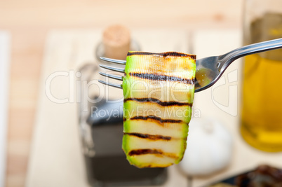 grilled zucchini courgette on a fork