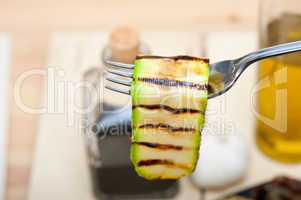 grilled zucchini courgette on a fork