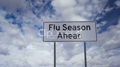 Flu Season Ahead Sign Clouds Timelapse