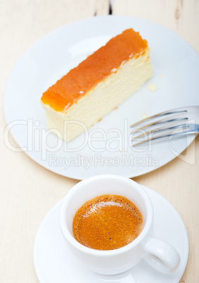 italian espresso coffee and cheese cake