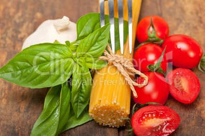 Italian spaghetti pasta tomato and basil