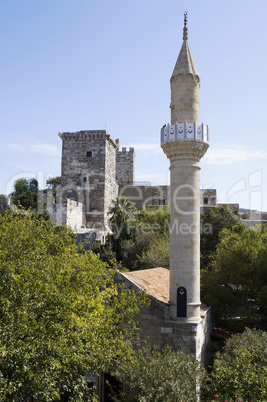 Minaret in St Peter's castle in Bodrum