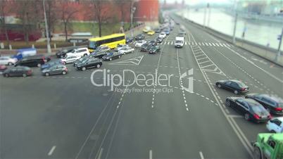 Busy traffic on the road timelaps titl shift