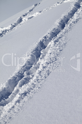 Background of off-piste ski slope with new-fallen snow