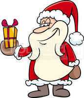 santa with gift cartoon illustration