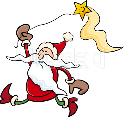 santa with star cartoon illustration