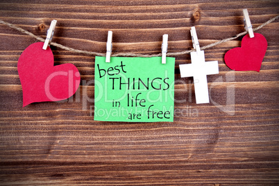 Green Tag Saying Best Things In Life Are Free