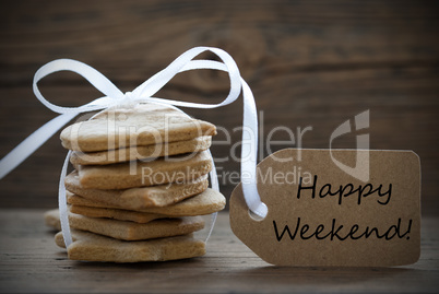 Ginger Bread Cookies with Label with Happy Weekend