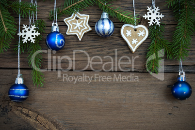 Christmas Decoration Hanging on Wood with Copy Space