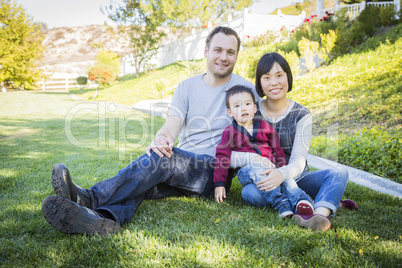 Mixed Race Family Having Fun Outside