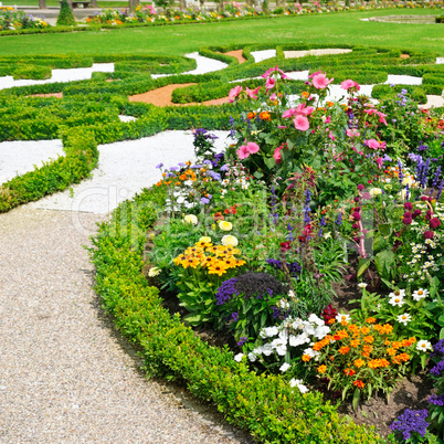 delightful flower bed in the summer park