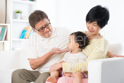 Asian family portrait at home