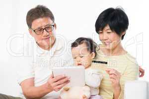 Asian family online shopping