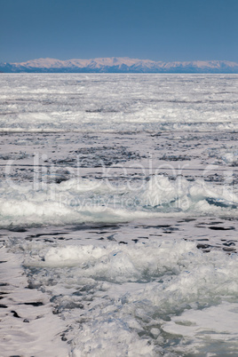 Frozen Lake Baikal. Winter.