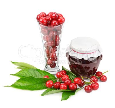 cherry and jars of jam