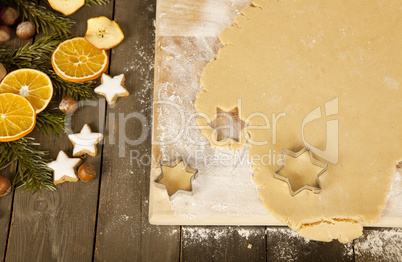 Cut out christmas cookies stars