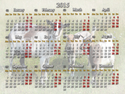 calendar for 2015 year with goats