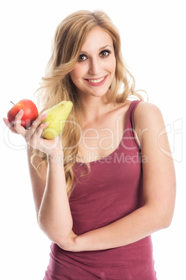 Frau mit Apfel und Birne