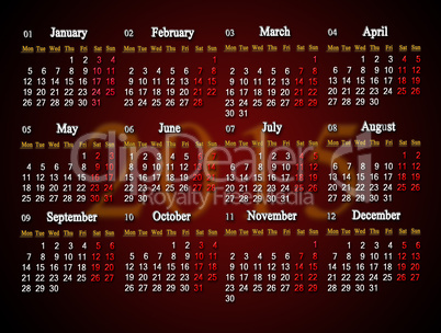 claret calendar for 2015 year