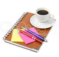 notebook and cup of coffee