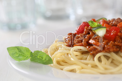 Spaghetti Bolognese oder Bolognaise Nudeln Pasta Gericht