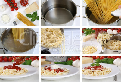 Spaghetti Nudeln Pasta mit Tomaten Sauce kochen: Anleitung Schri