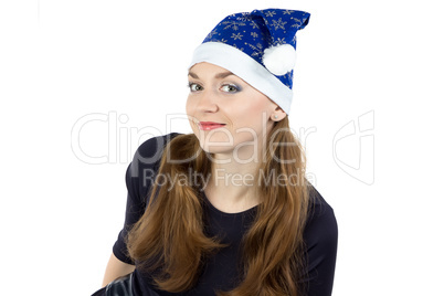 Image of young woman in christmas hat